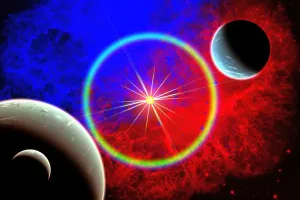 Ein entferntes Exoplanen-System aus einem anderen Sternsystem im Weltraum
