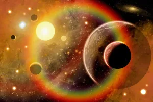 Solar System Illustration Drucke: A planetary system in the outer limits of a distant nebula