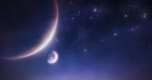 Outer Space Exploration Drucke: Two planets against a starry sky