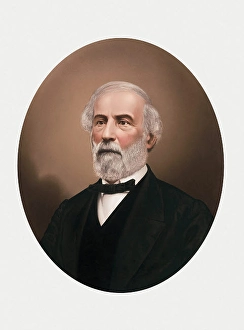 Robert E Lee Portrait Drucke: An oval portrait of Robert E. Lee