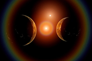 Binary Star System Drucke: A pair of alien worlds in orbit around a binary star system