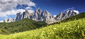Northern Italy Photography Drucke: Panoramic view of Dolomite Alps and forest, Northern Italy