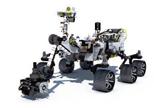 NASA Mars Exploration Drucke: Perseverance Mars rover on white background