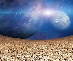 Earth From Space View Drucke: Planets and cracked Earth