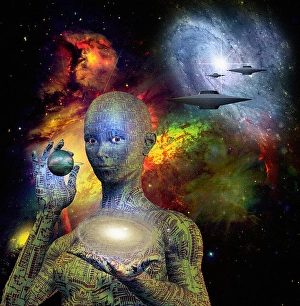 Futuristic Robot Design Drucke: Sci Fi Scene with Android