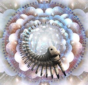 Abstract Space Art Drucke: Shining aura and rays of light