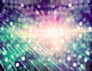 Electronic Communication Network Drucke: Shining light in binary abstract background