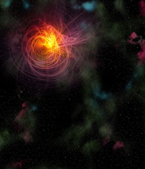 Bright Colorful Background Drucke: Space with light