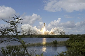 Kennedy Space Center Launch Drucke: Space Shuttle Discovery liftoff
