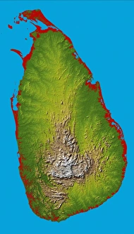 Shaded Relief Map Drucke: Sri Lanka