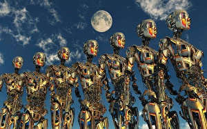 Futuristic Robot Design Drucke: The next step in human evolution where we become part machine and part organic