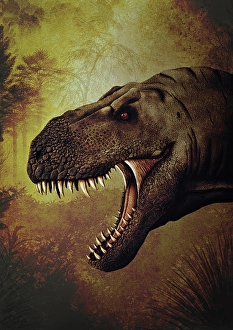 Tyrannosaurus Rex Artwork Drucke: T-rex portrait