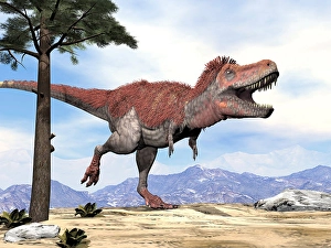 Prehistoric Dinosaur Drucke: Tarbosaurus dinosaur roaring