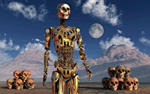 Artificial Intelligence Artwork Drucke: Transhumanism, the evolution of humanity into bio-mechanical beings