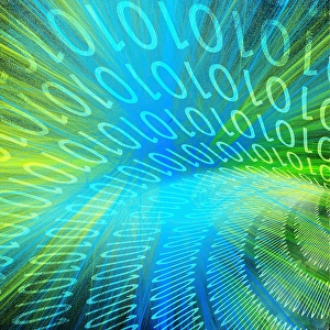 Abstract Digital Artwork Drucke: Tunnel of binary code
