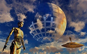Artificial Intelligence Concept Art Drucke: A type 2 Dyson sphere civilization