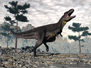 Cretaceous Era Dinosaurs Drucke: Tyrannotitan dinosaur roaring, 3D render