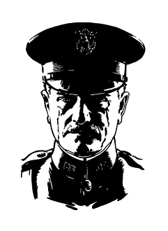 Black And White Military Portrait Drucke: Vector illustration of General John J. Pershing