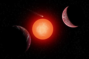 Space Science Illustrations Drucke: A wandering comet passing through an alien star system