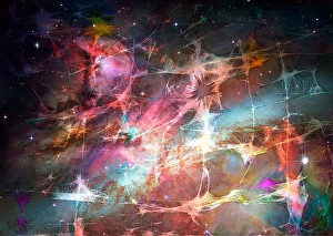 Abstract Space Art Drucke: Weblike structure symbolizing time and space