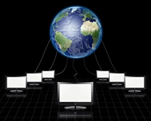 Global Communication Network Drucke: World Wide Web Flat Panel Connected