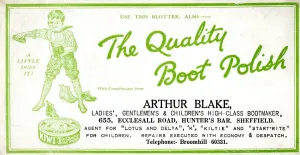 Inserate Drucke: Anzeige: Arthur Blake, Schuhmacher, 655 Ecclesall Road