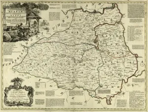 Grafschaft Durham Drucke: Karte des Graafschaps von Durham, um 1777