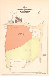 South Yorkshire Drucke: Plan für das Königskreuz und die Publikhäusel Glove in der Gemeinde Stannington; Land- und Grundstücke zum Verkauf