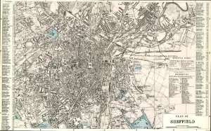 Drucke von Ursprung bei der lokalen Studienbibliothek von Sheffield, Sektion 83 M Karten Und Pläne Drucke: Plank von Sheffield um 1880