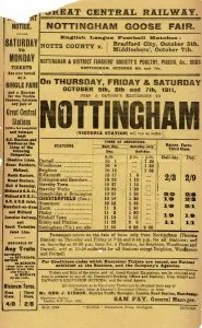 Poster Drucke: Große Zentralbahn: Ausflüge nach Nottingham Goose Fair, 1901