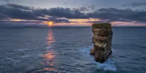 Atlantic Ocean Rock Formations Drucke: Dun Briste sea stack at sunset