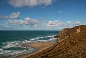 Cornwall Mining Heritage Drucke: A rip current developing on a beach during a flooding tide