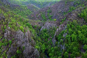 Volcanic Rock Landscapes Drucke: Rosstrappe cliffs in Valley of the Bode