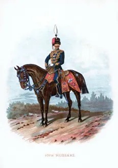 Horse Rider Soldier Drucke: 10th Hussars, 1889