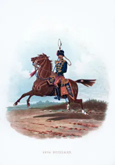 Chromolithograph Print Art Drucke: 11th Hussars, 1889