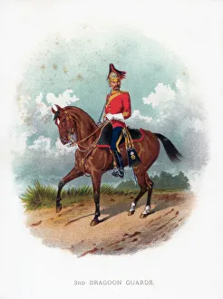 Chromolithograph Prints UK Drucke: 3rd Dragoon Guards, 1888