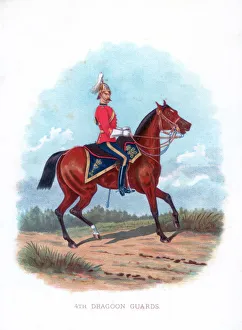 Chromolithograph Prints UK Drucke: 4th Dragoon Guards, 1888