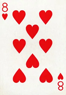 Goodall And Son Ltd Playing Cards Drucke: 8 of Hearts from a deck of Goodall & Son Ltd. playing cards, c1940