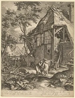 Seventeenth Century Dutch Art Drucke: Abraham Casting Out Hagar, 1603. Creator: Jacob Matham