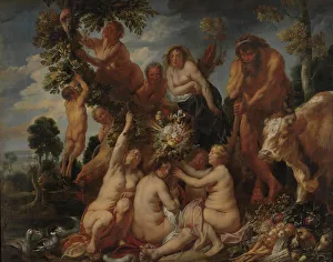 Jacob Jordaens Drucke: Achelous Defeated by Hercules, The Origin of the Cornucopia