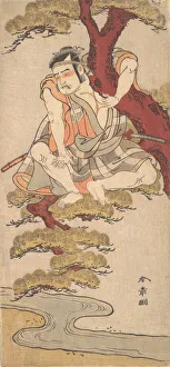 Der Schauspieler Otani Hiroemon III Beobachtet aus den Zweigen eines Fichtenbaumes ... um 1775. Ersteller: Shunsho, Otani Hiroemon