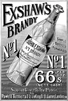 Black And White Print Art Drucke: Advertisement for Exshaw's Brandy