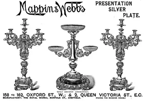 Black And White Art Prints Drucke: Advertisement for Mappin & Webb's Presentation Silver Plate