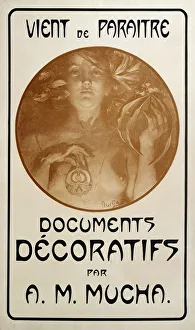 Anzeige zur Monographie Dekorative Dokumente von Alphonse Mucha, 1902. Künstler