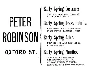 Illustrated London News Ad Drucke: Advertisement for Peter Robinson, 1895. Creator: Unknown