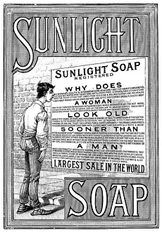 Vintage Soap Advertisement Drucke: Advertisement for Sunlight Soap, 1890. Creator: Unknown