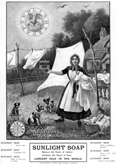 Black And White Domestic Scene Drucke: Advertisement for Sunlight Soap, 1902