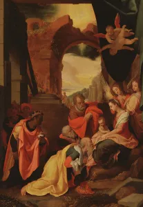 Seventeenth Century Oil Painting Drucke: The Adoration of the Magi. Creator: Unknown