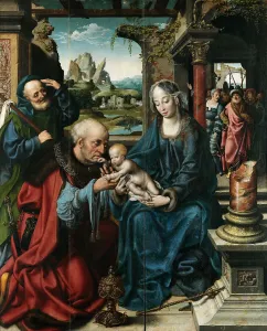 Die Verehrung der Weisen (Triklyphen, Mittelpanel), um 1515. Schöpfer: Kleve, Joos van (um 1485-1540)