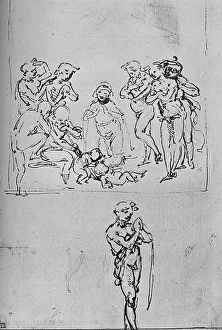 Leonardo Da Vinci Study Drucke: Adoration of the Shepherd and Separate Study of a Shepherd